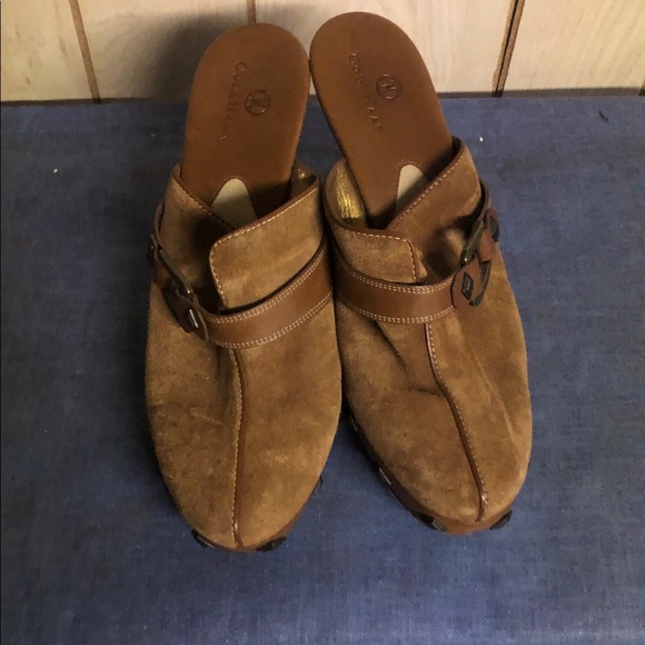 Cole Haan Shoes - Cole Haan Brown Suede Mule Clogs with Buckle Strap